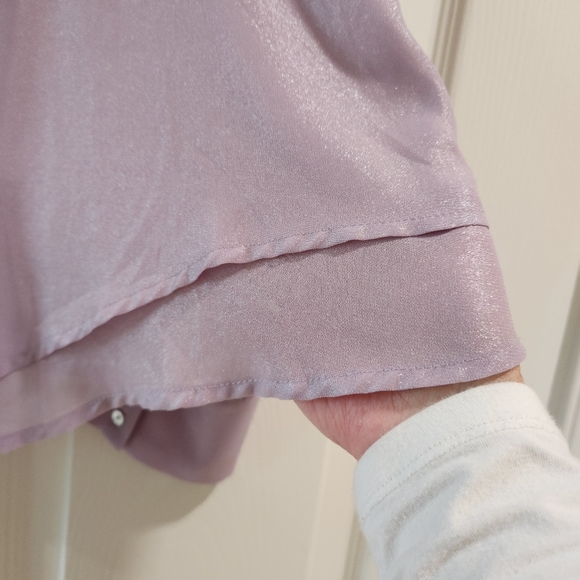 Vintage BeBe Lavender Sheer Tuxedo V Neck Style Blouse Size Medium - Picture 6 of 13